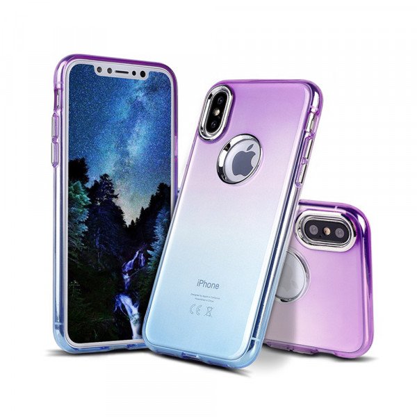 Wholesale iPhone X (Ten) Two Tone Color Hybrid Case (Purple Blue)